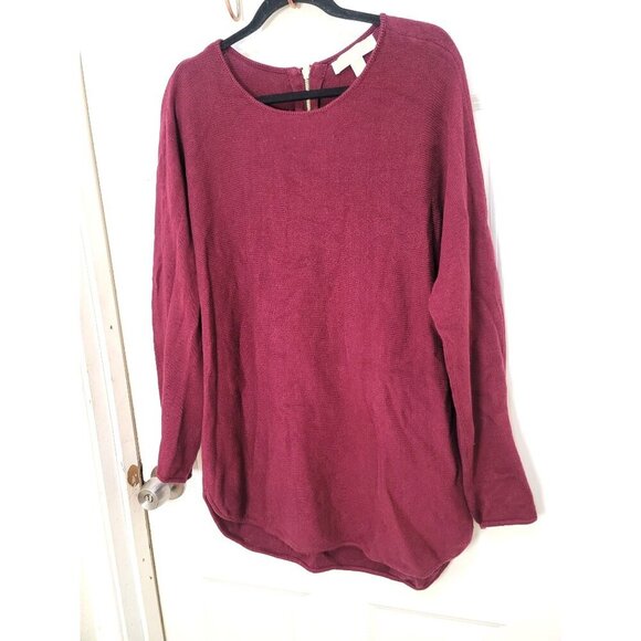 MICHAEL KORDS Women's Long Sleeve Burgundy Sweater With Back Zipper Closure - Picture 2 of 11